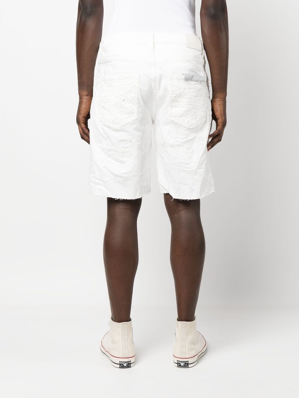 Shop Purple Brand Raw-edge Distressed Shorts In White