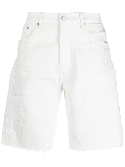 Purple Brand shorts con efecto envejecido y bordes deshilachados