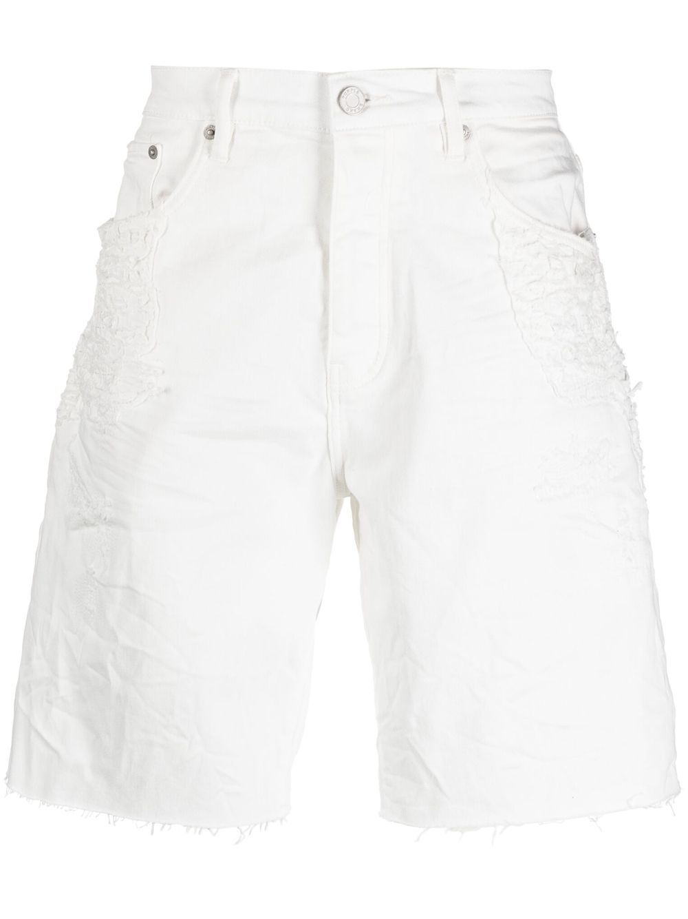Shop Purple Brand Raw-edge Distressed Shorts In White