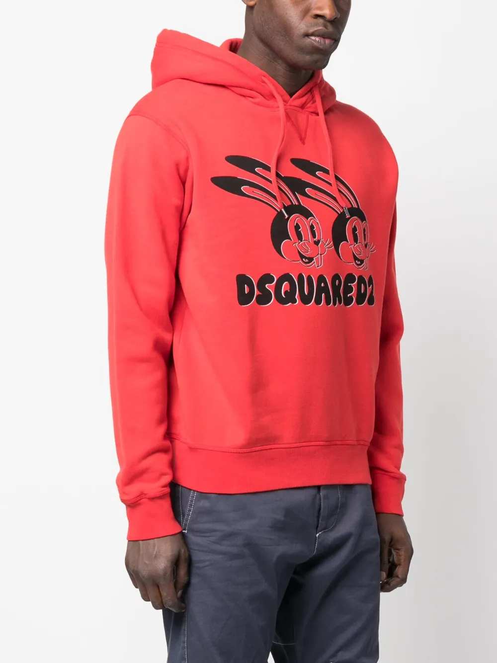 Dsquared2 Graphic-print Cotton Hoodie In Rot