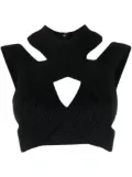 Balmain cut-out ribbed cropped top - Black