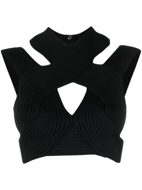 Balmain cut-out ribbed cropped top Women