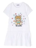 Moschino Kids teddy-print smock dress - White