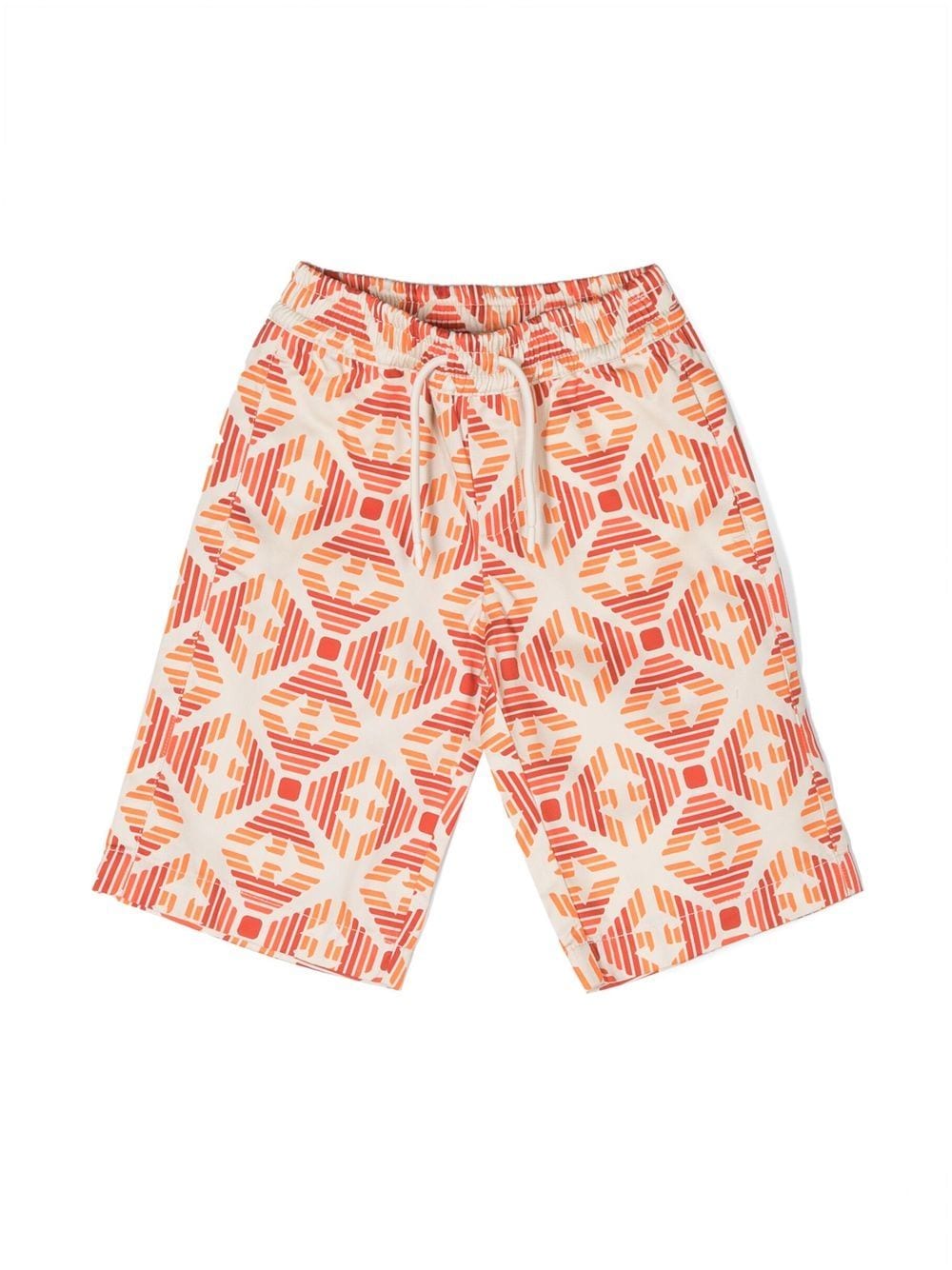 Emporio Armani Kids' Graphic All-over Print Shorts In Neutrals