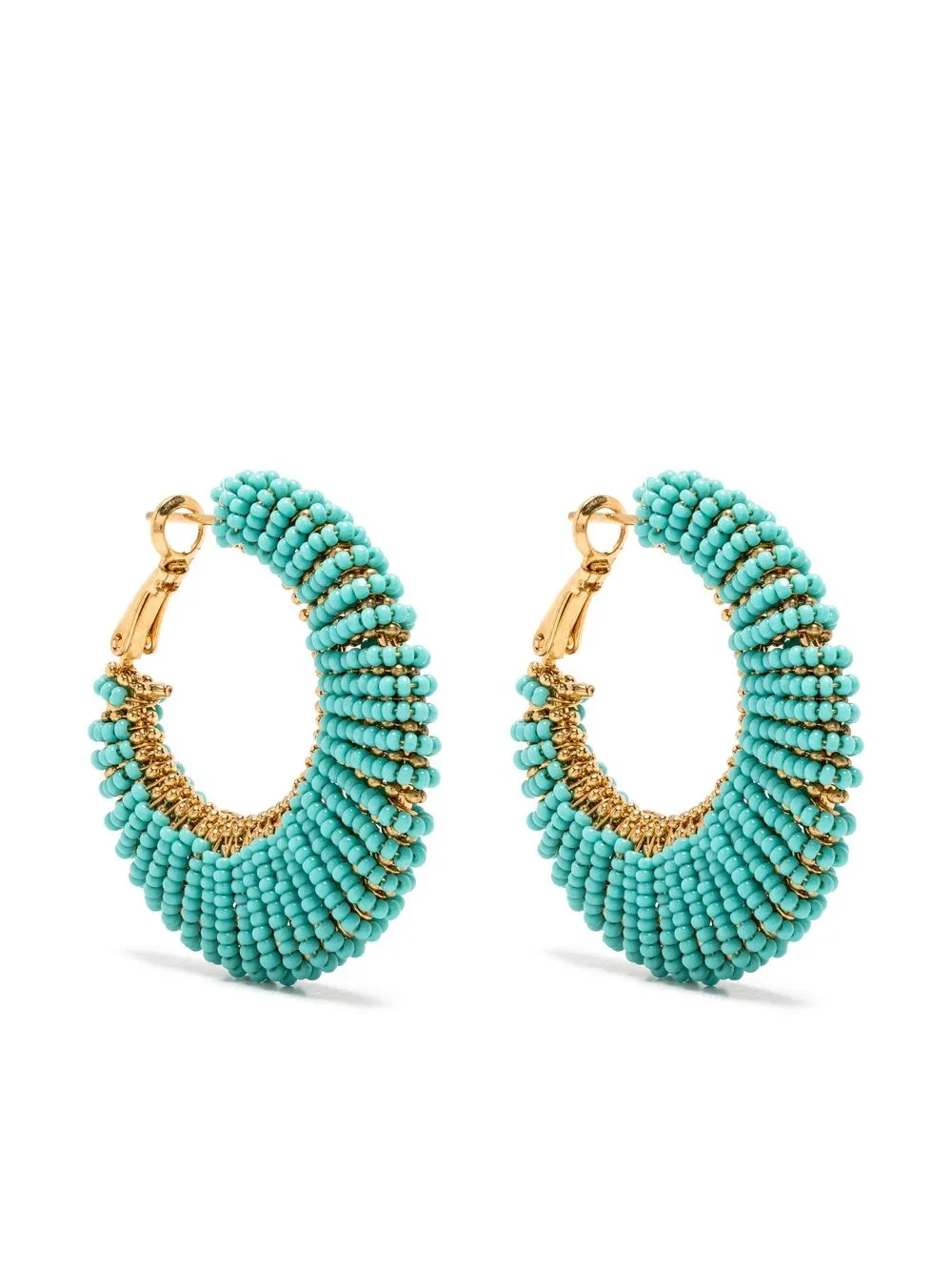 Gas Bijoux Izzia Turquoise Beaded Hoop Earrings In Gold