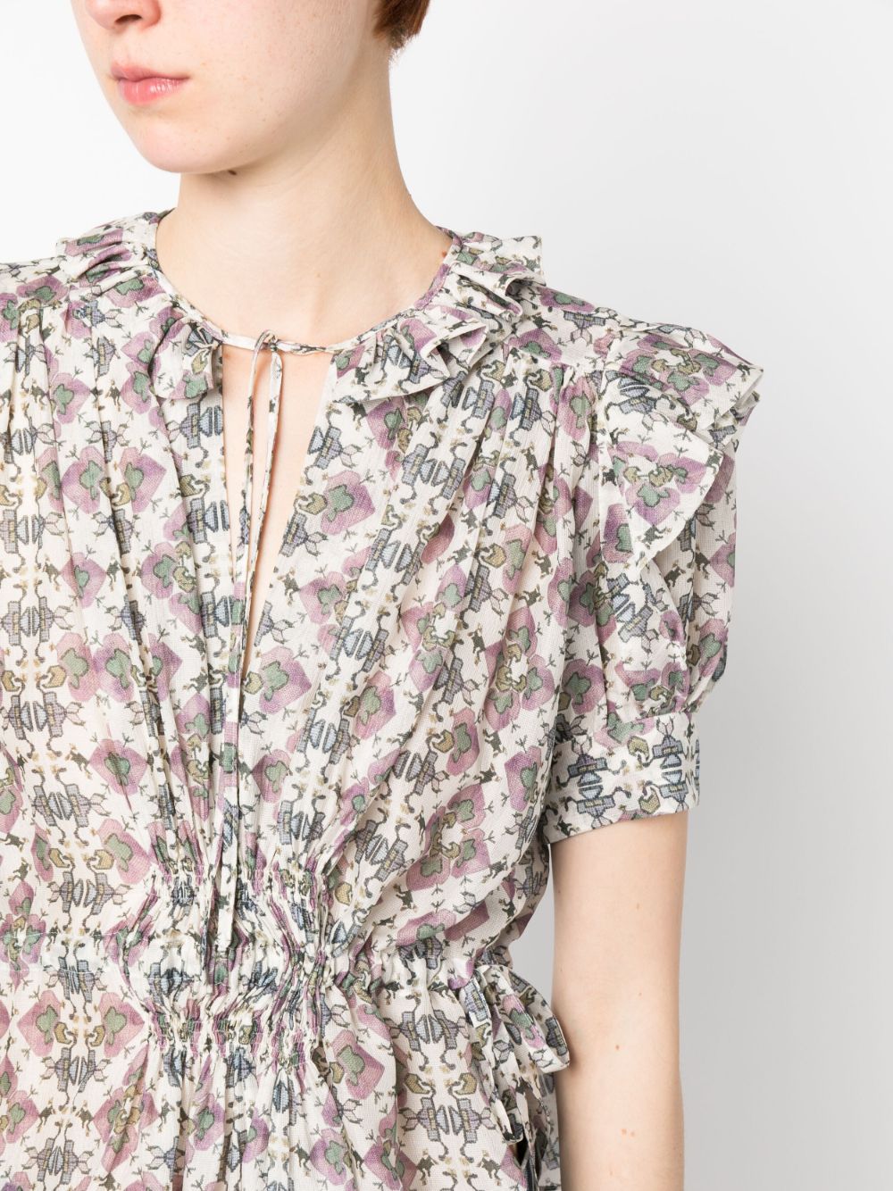 Shop Isabel Marant Ruffled-detail Silk Blouse In Neutrals