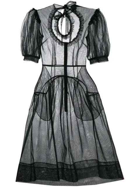 Simone Rocha semi-sheer puff-sleeve dress