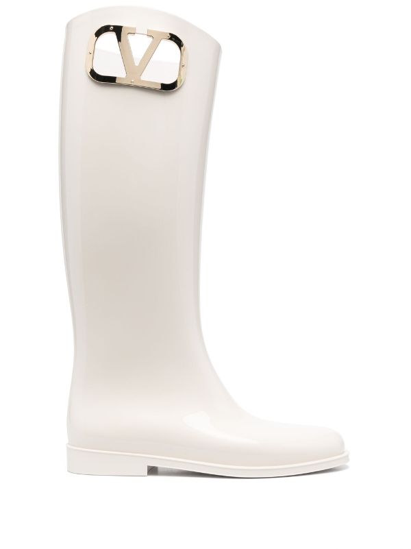 grube lufthavn Inspiration Valentino Garavani VLogo Type Patent Rain Boots - Farfetch