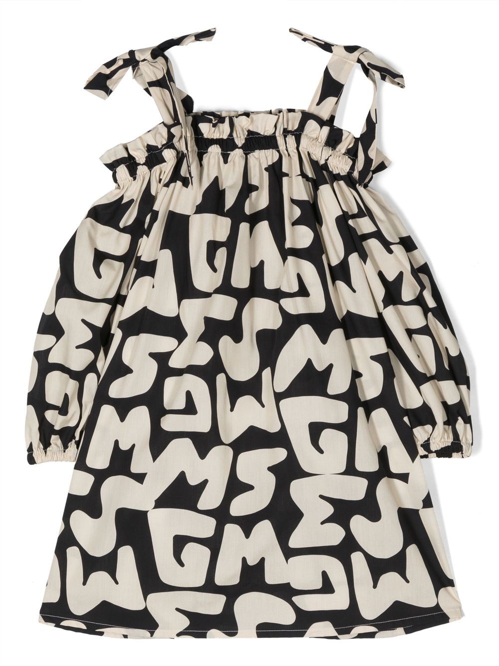 Shop Msgm All-over Logo Print Dress In Neutrals