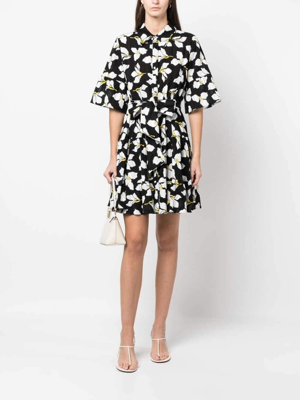 DVF Diane von Furstenberg Mini-blousejurk met bloemenprint - Zwart