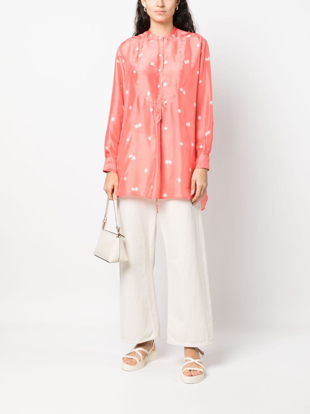 Shop Aspesi Polka Dot-print Silk Tunic In Rosa