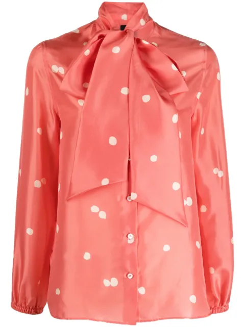 ASPESI camisa de seda con moño en el cuello