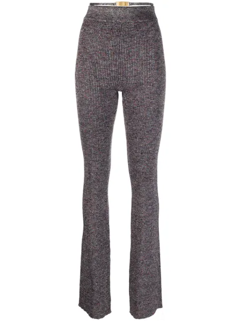 Gcds lurex-detailing flared knitted trousers