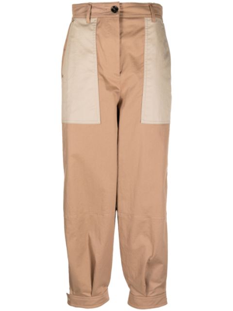 BOSS - two-tone patchwork-style trousers