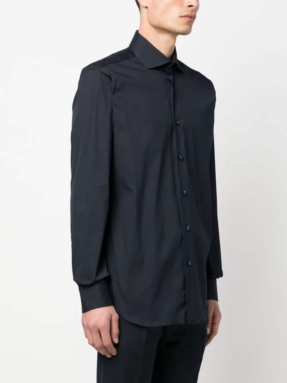 Shop Barba Long-sleeve Cotton Shirt In 蓝色