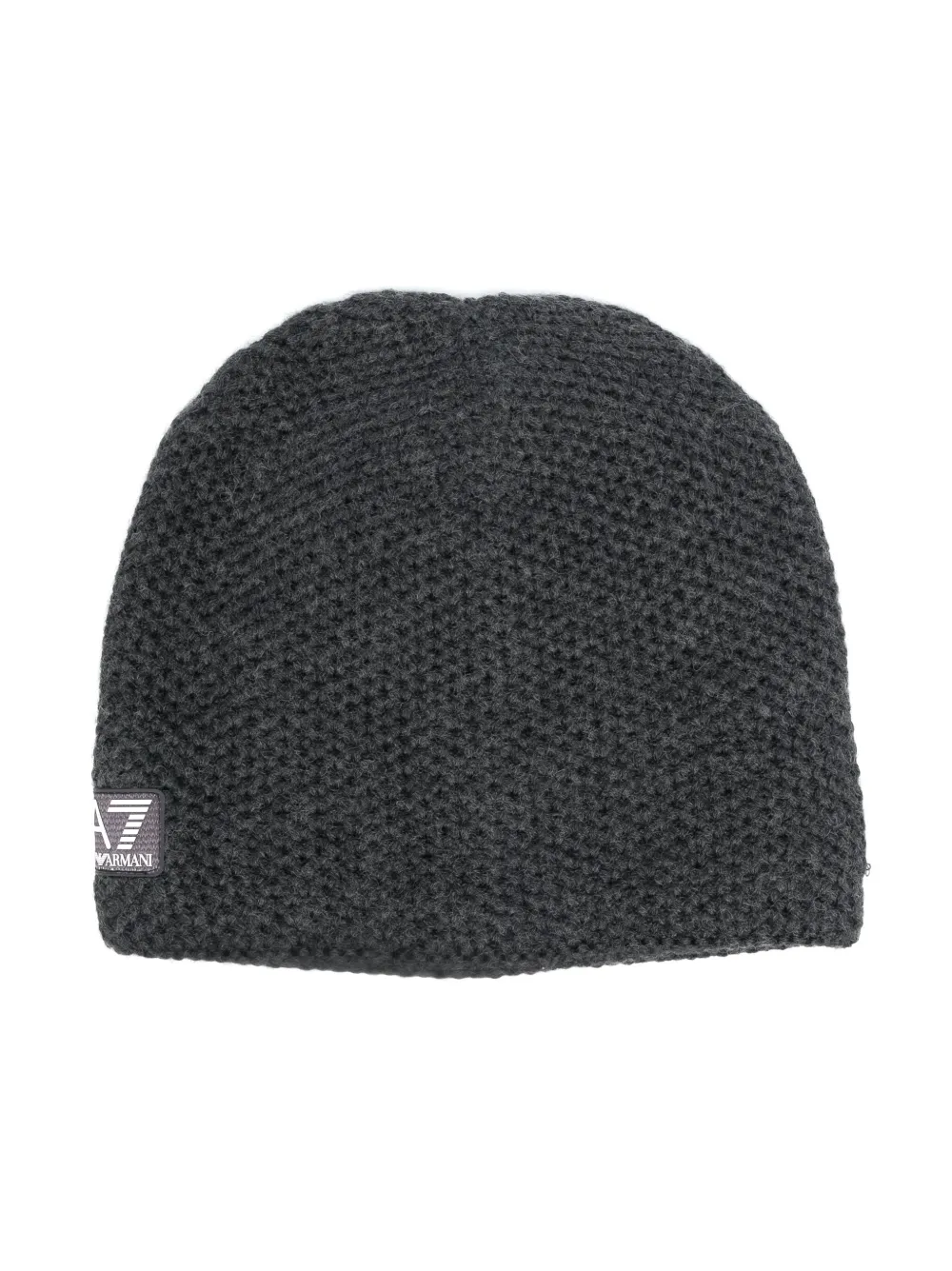 Ea7 Kids' Logo-patch Knitted Beanie In Grey