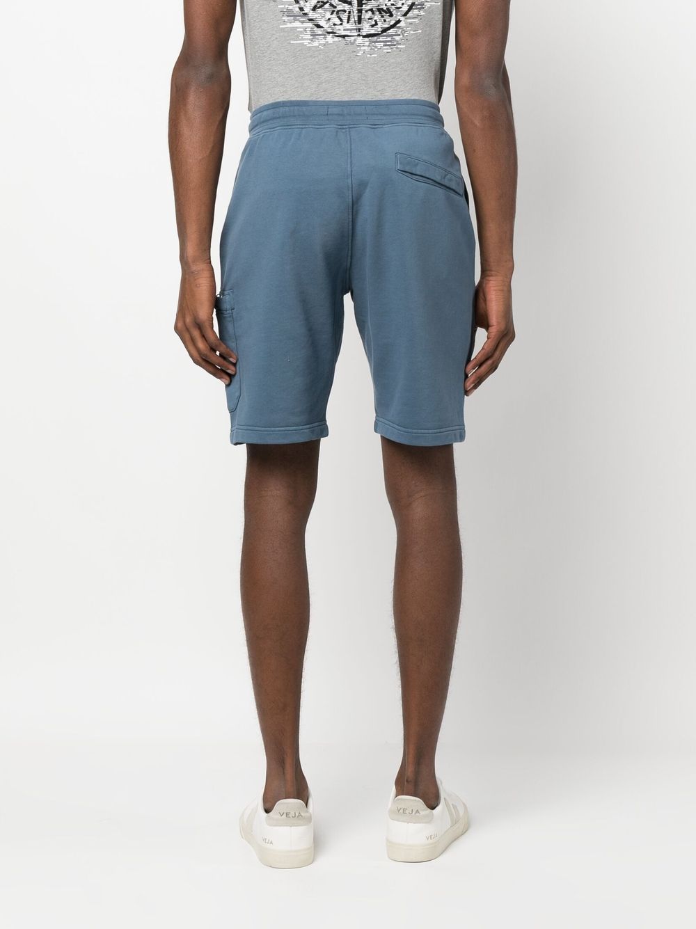 Shop Stone Island Logo-patch Detail Shorts In Blue