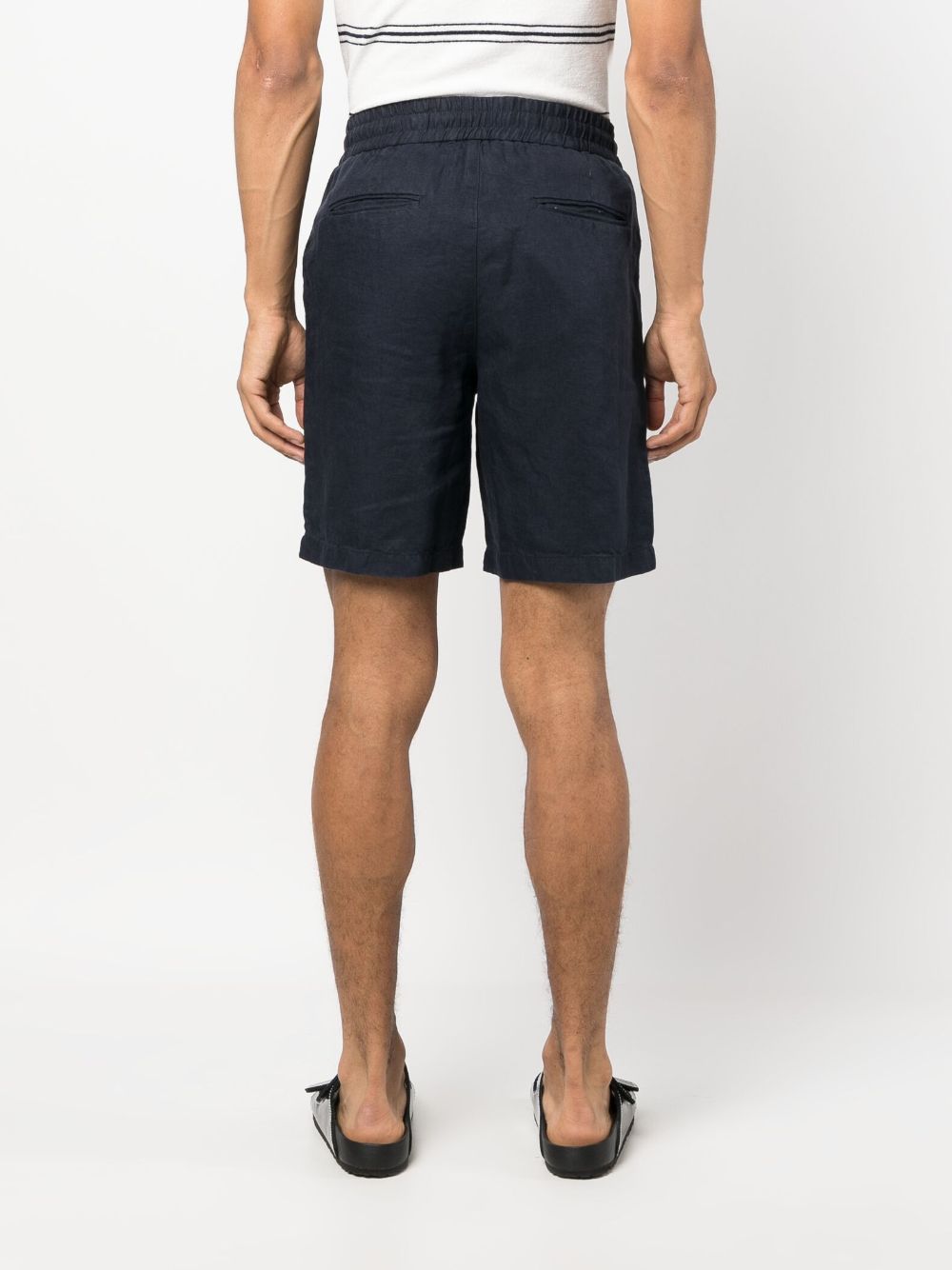Shop Orlebar Brown Mid-rise Linen Shorts In Blue