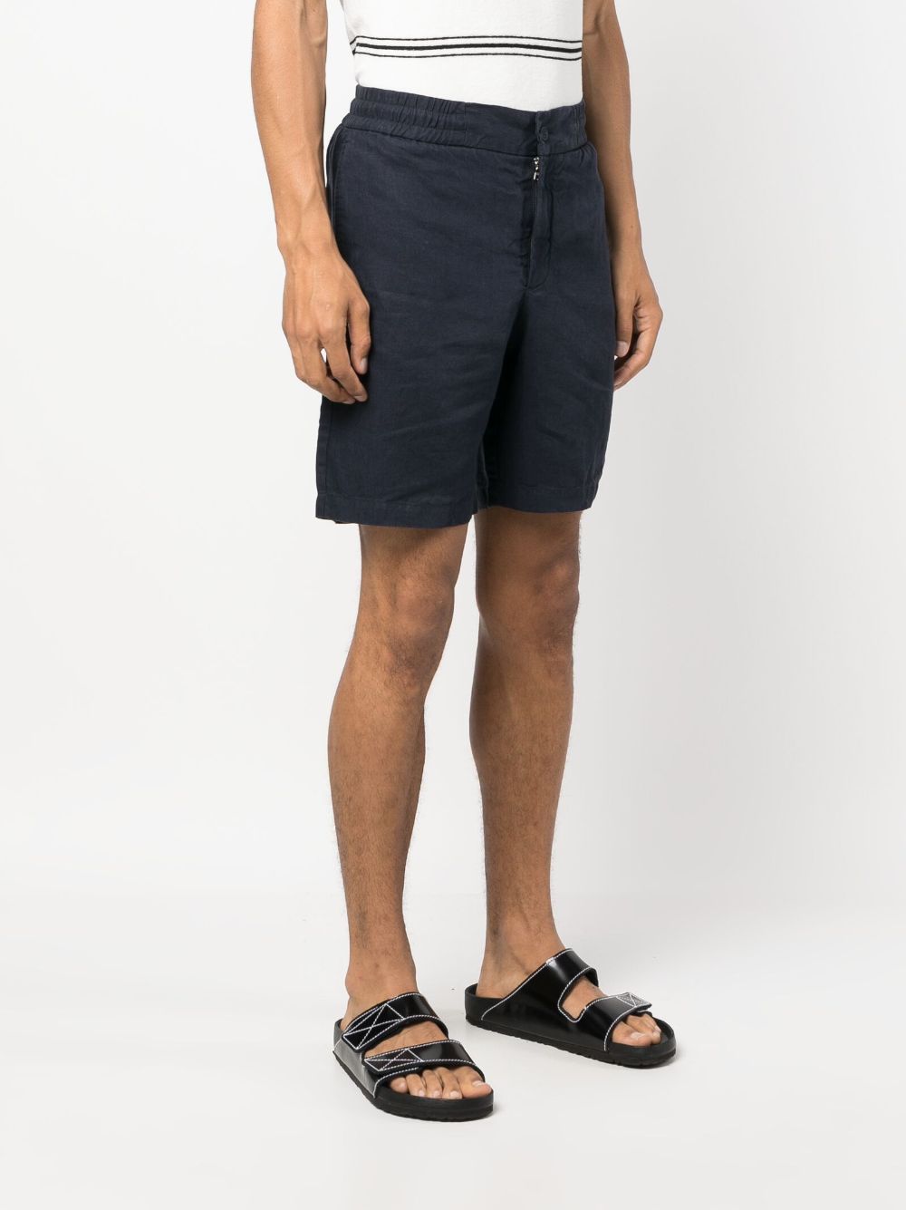 Shop Orlebar Brown Mid-rise Linen Shorts In Blue