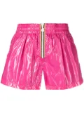 K-Way R&D high-shine zip-up mini shorts - Pink