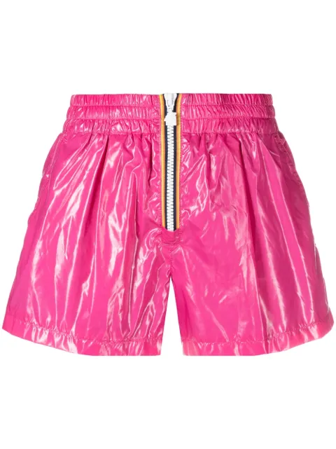 K-Way R&D high-shine zip-up mini shorts