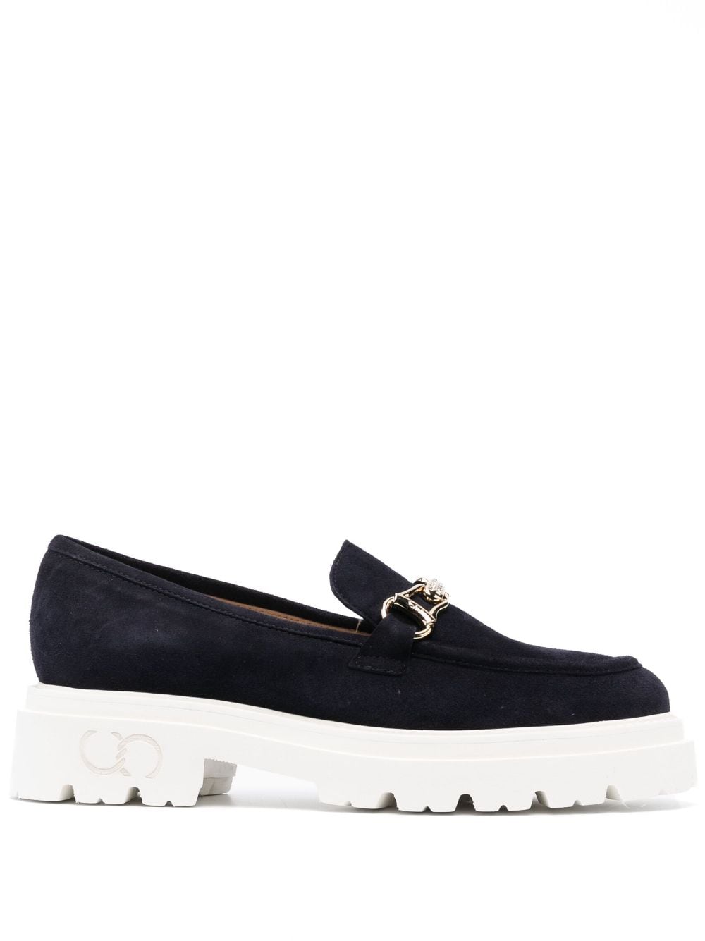 Casadei Buckle-detail Suede Loafers In Blue