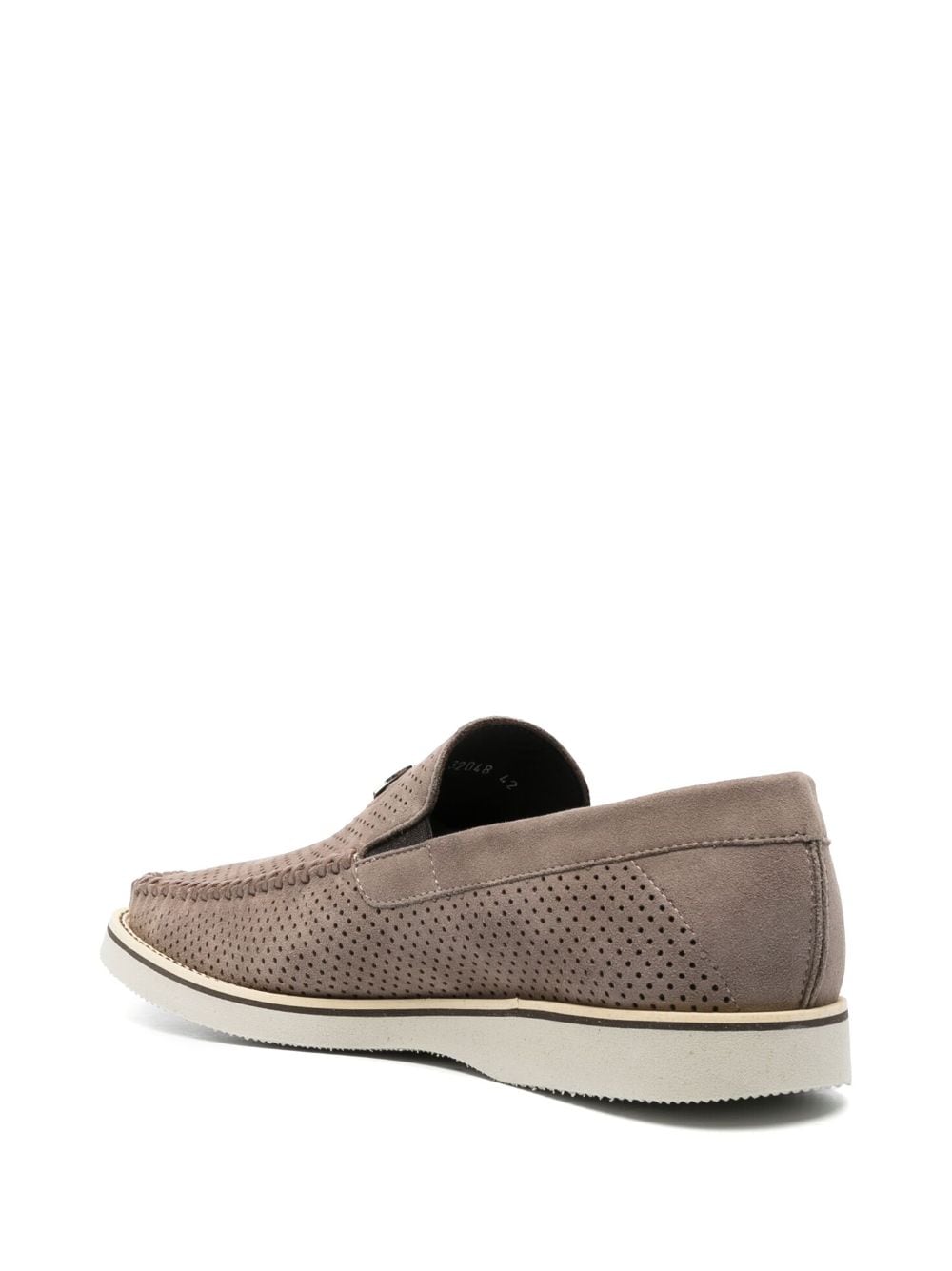 Shop Casadei Perforated Suede Loafers In Neutrals