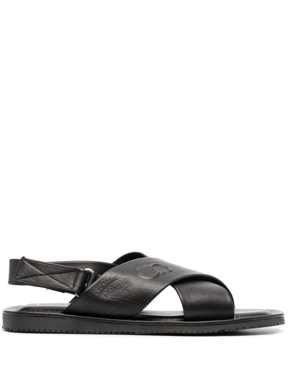 Casadei Crossover Strap Leather Sandals In Schwarz