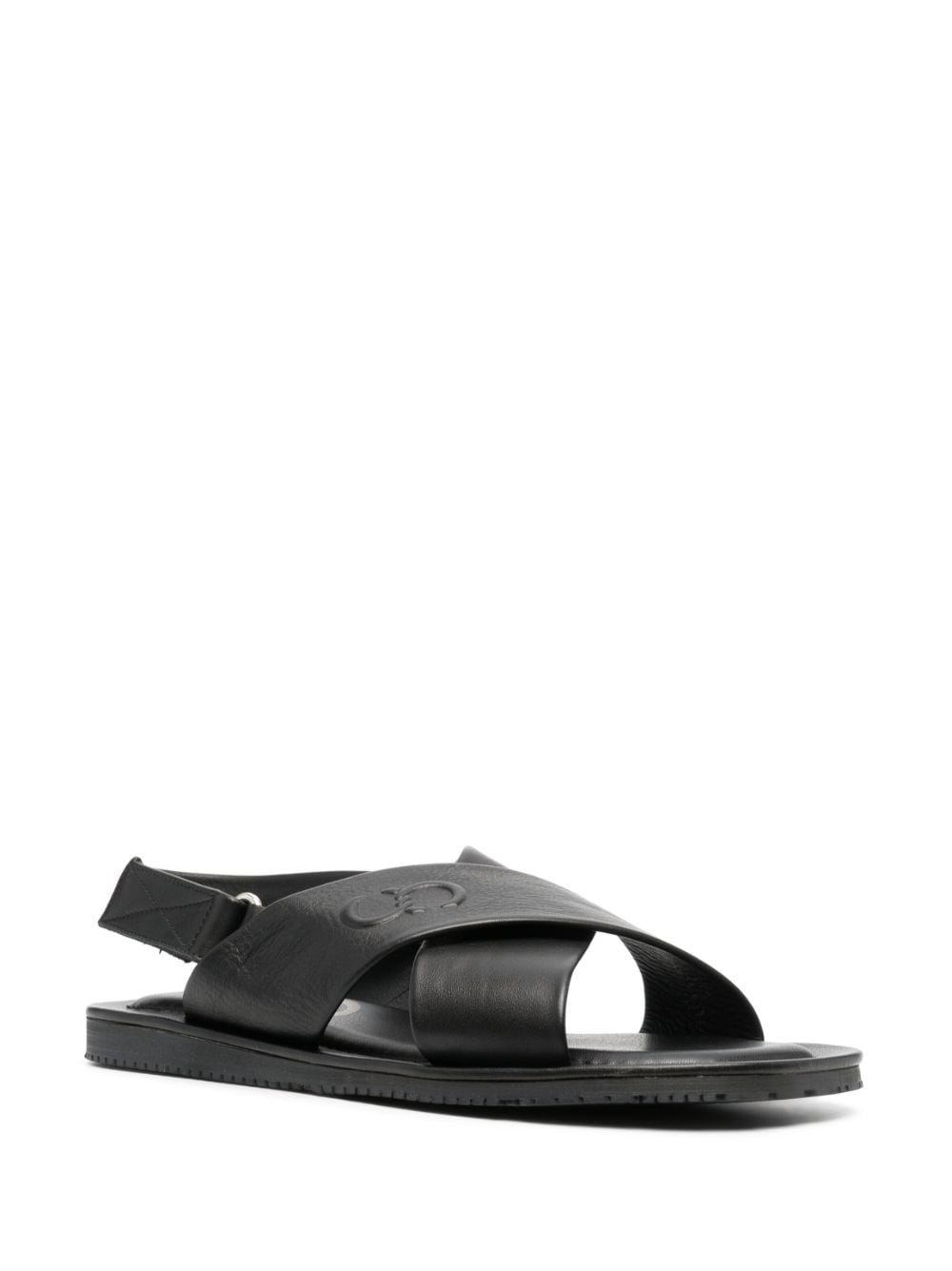 Shop Casadei Crossover Strap Leather Sandals In Schwarz
