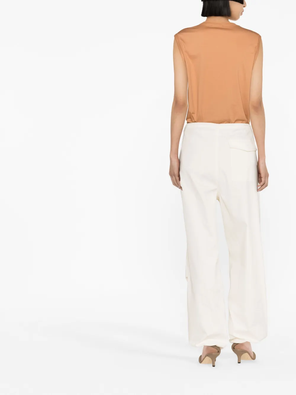 Balmain Logo-print Button-embellished Top In Nude