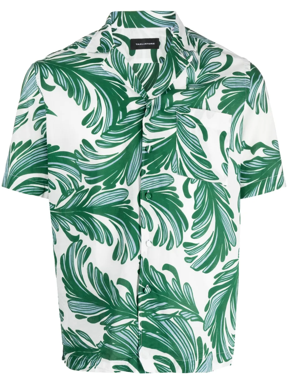 Tagliatore Palm-tree Print Shirt In Grün