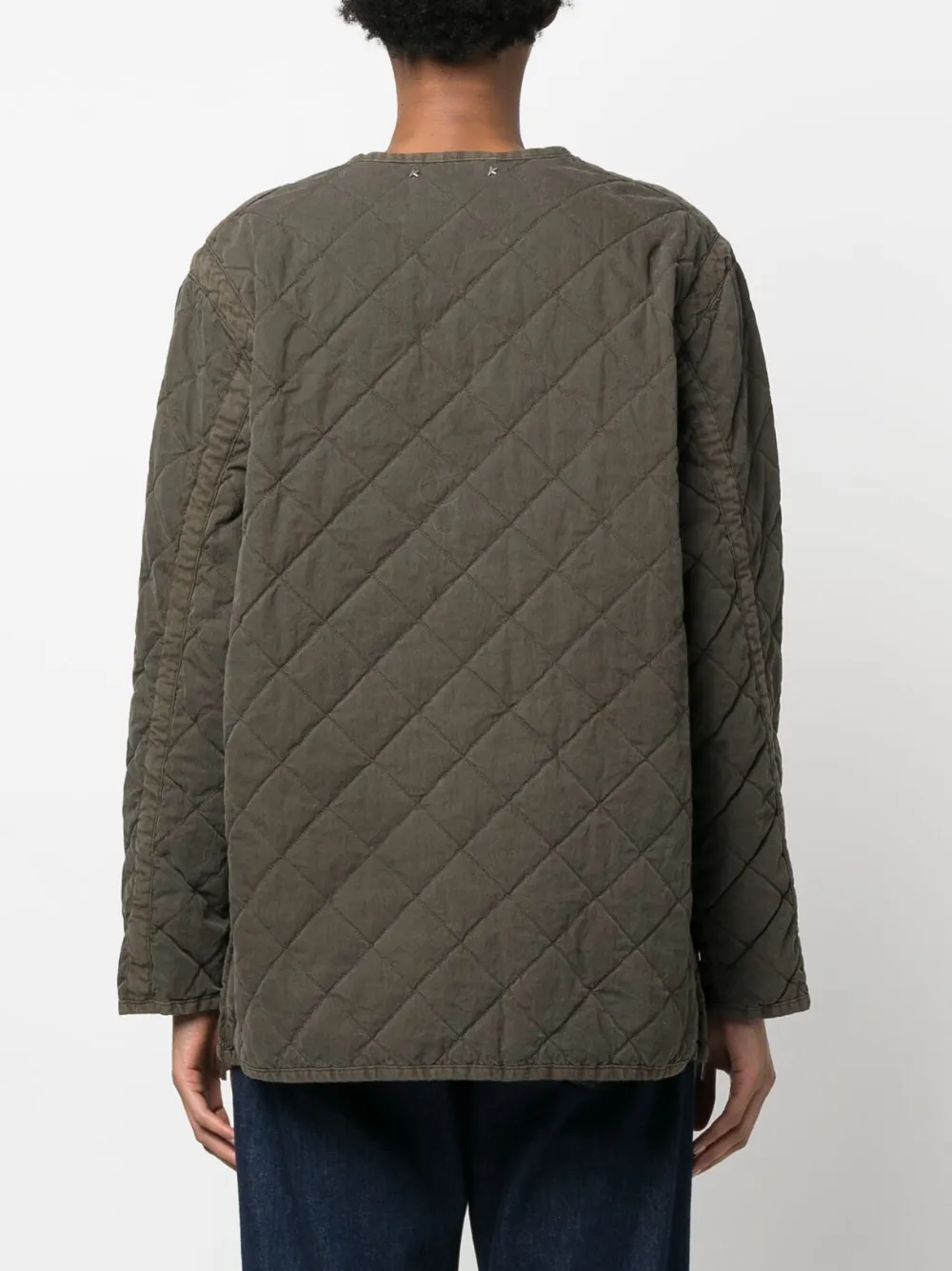 Golden Goose Quilted Zip-up Jacket in Green, view 4