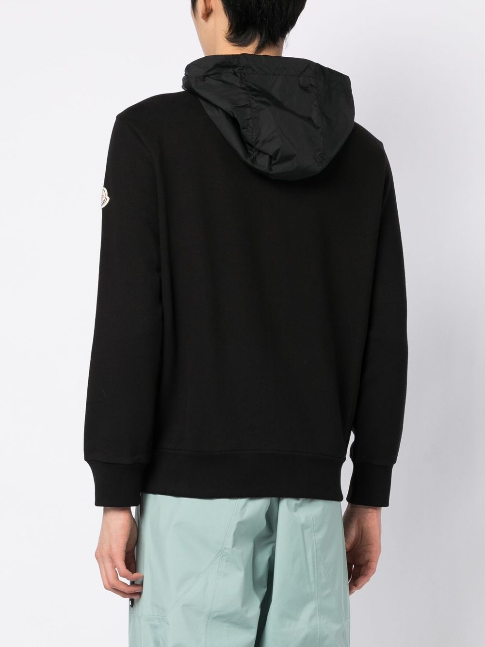 Shop Moncler Logo-embroidered Hooded Sweatshirt In Black