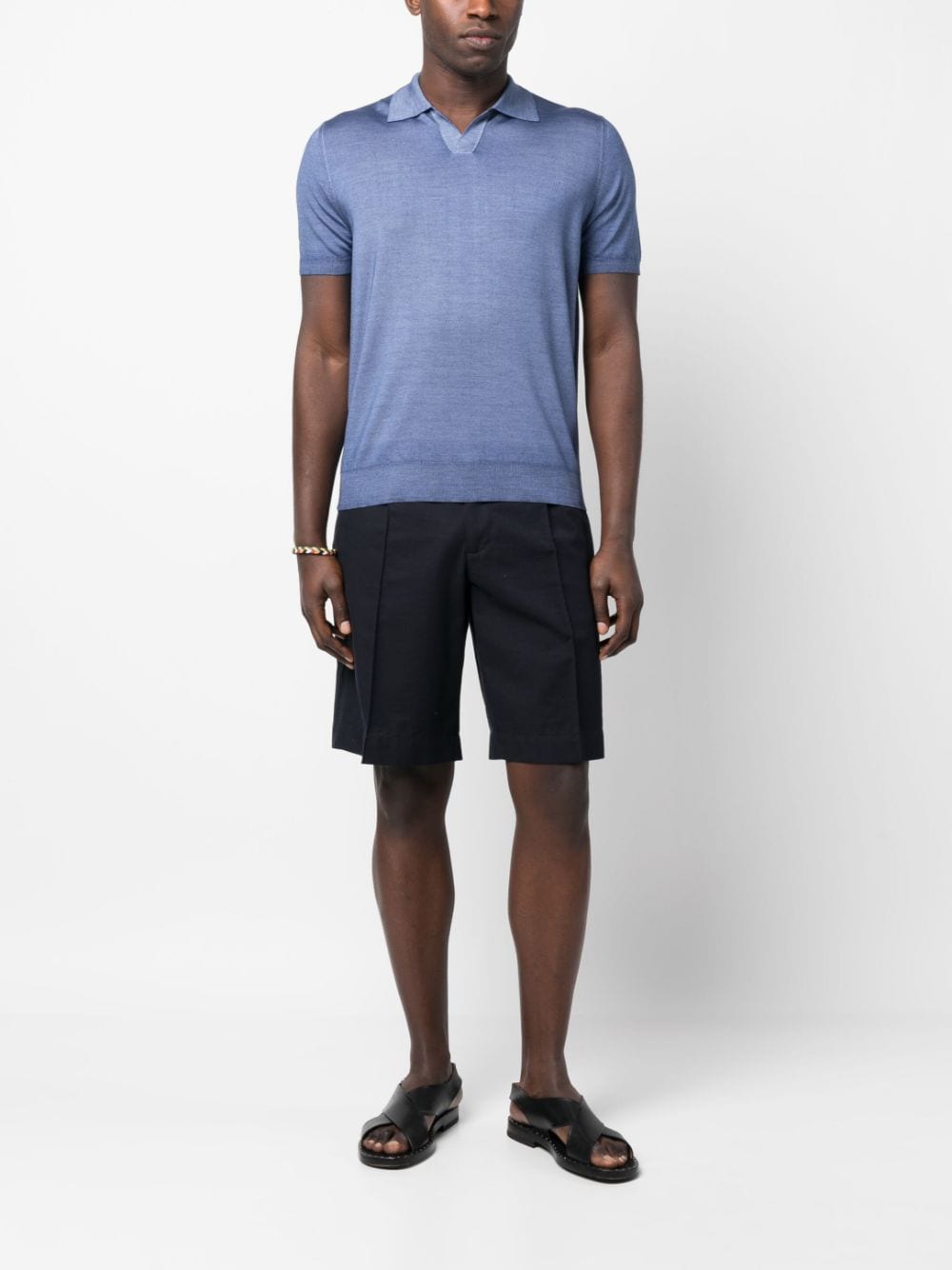 Shop Canali Short-sleeve Polo Shirt In Blau