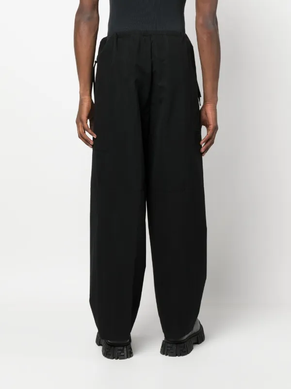 FENDI logo patch wide leg Trousers Black FARFETCH IE