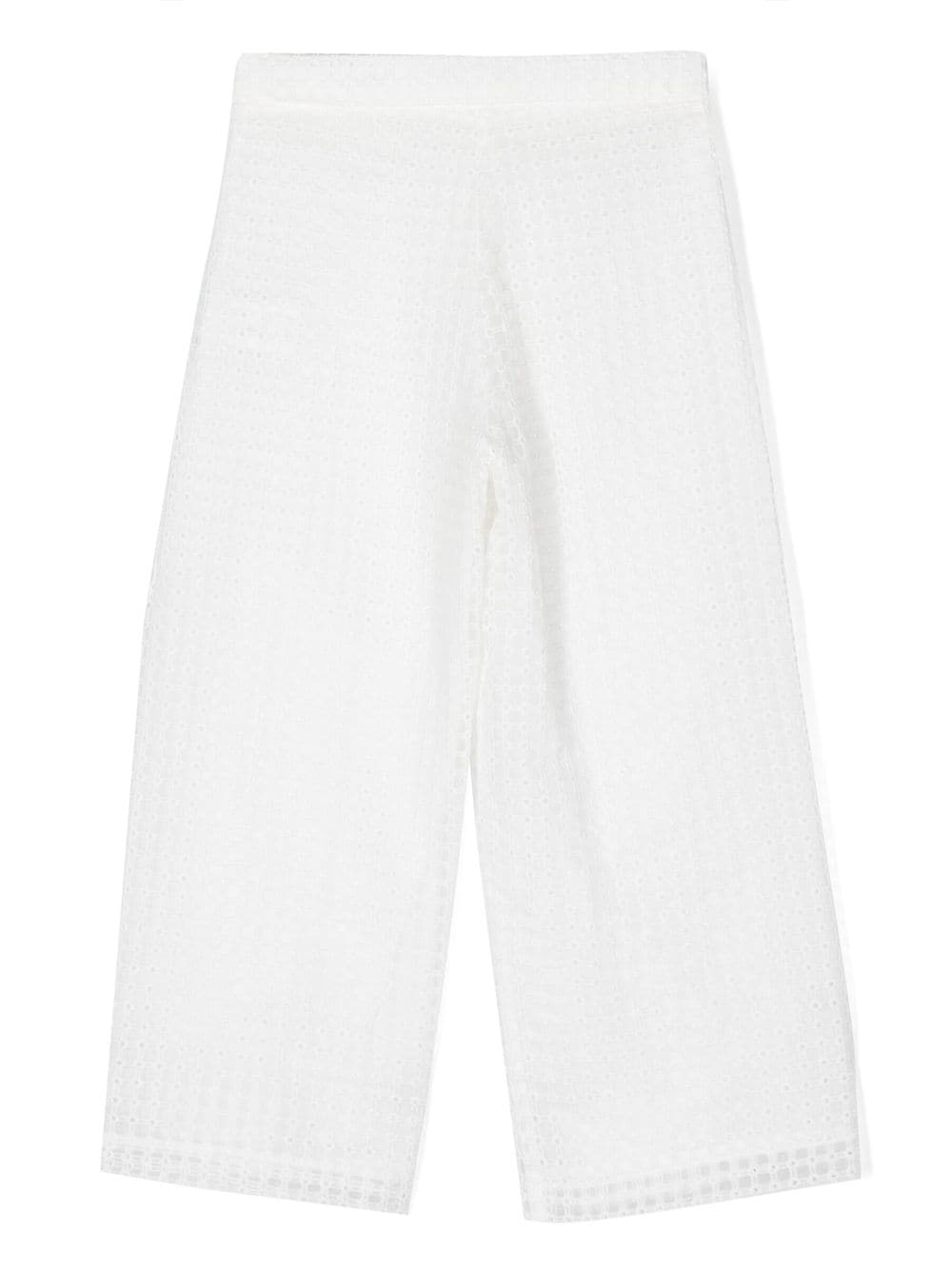 Shop Simonetta Crochet-knit Wide-leg Trousers In White