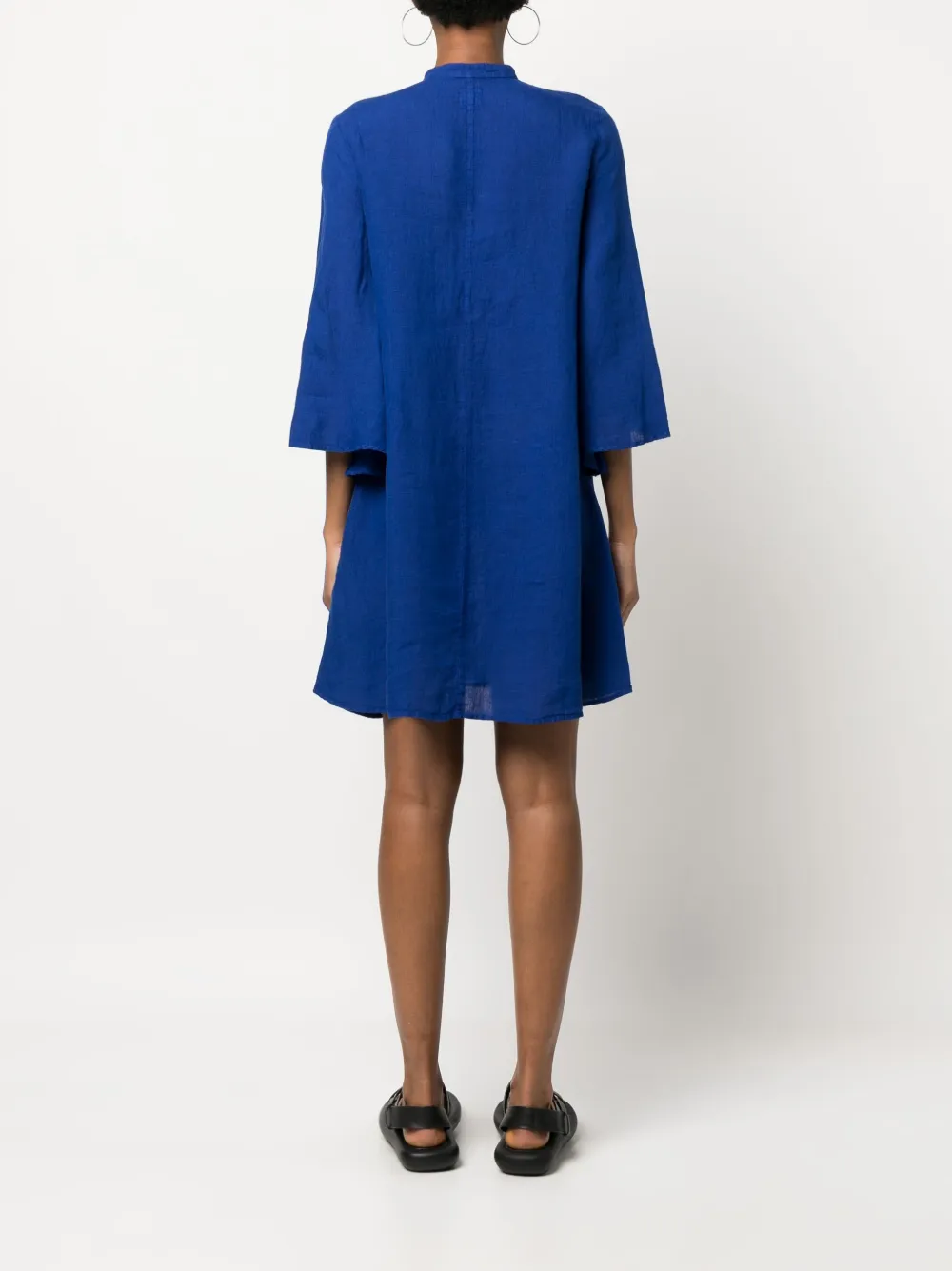 120 Lino Bellsleeve Linen Shift Dress In Blue ModeSens