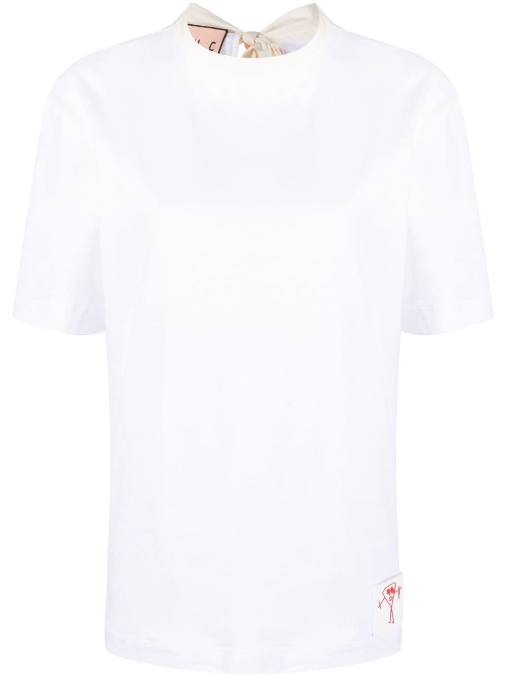 Plan C Bow-detailed Cotton T-shirt In White