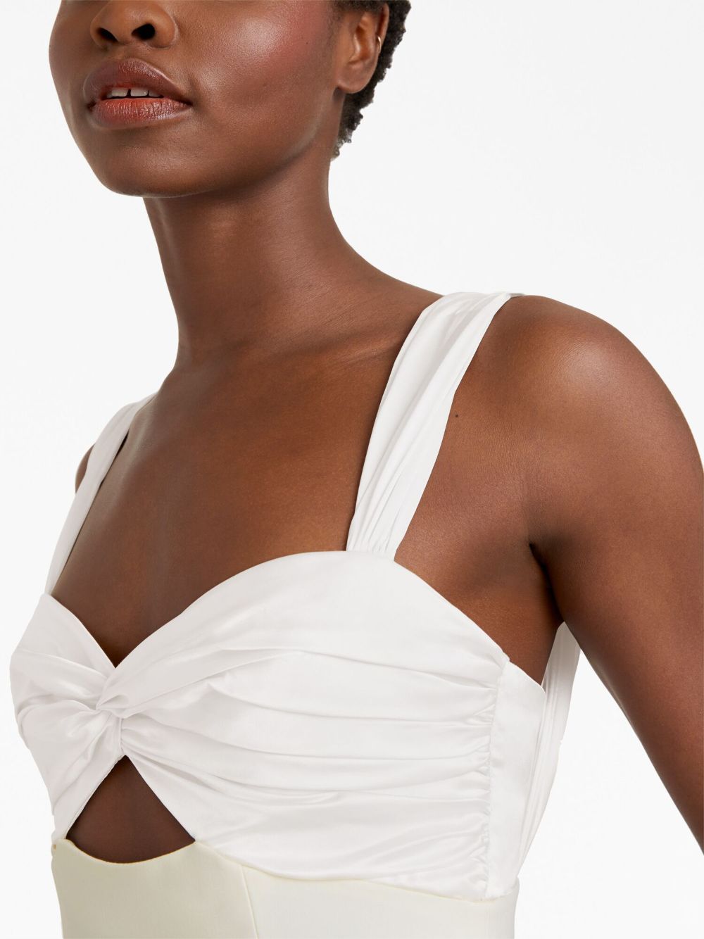 Shop Cinq À Sept Julie Sweetheart-neck Side-slit Gown In White