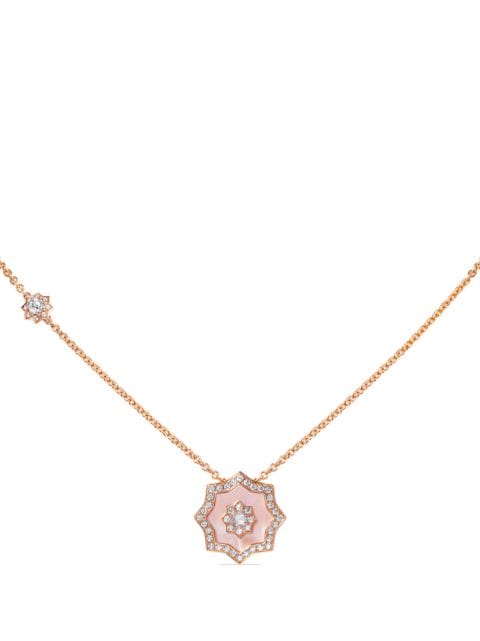 David Morris 18kt rose gold Astra diamond and mother-of-pearl pendant necklace