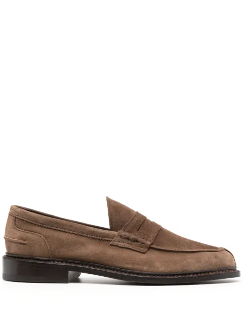 Tricker's penny-slot calf-suede loafers