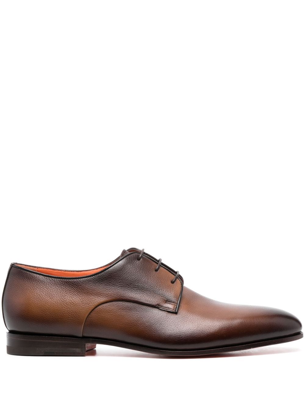Santoni Lace-up Leather Derby Shoes In Braun