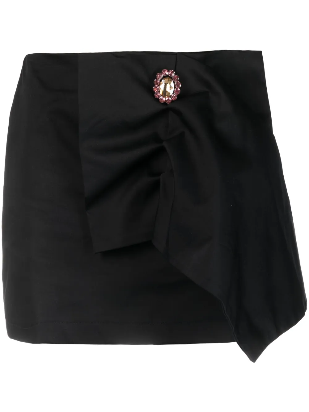 Mariuccia Milano Brooch-detail Drapped Miniskirt In Schwarz