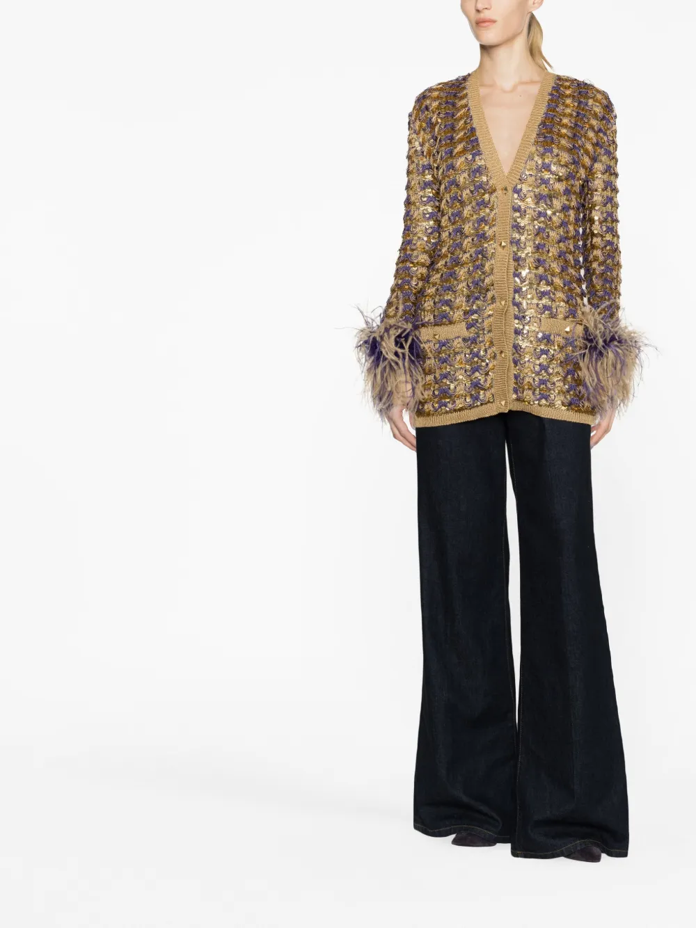 Valentino Garavani Vest met afwerking van veren - Paars