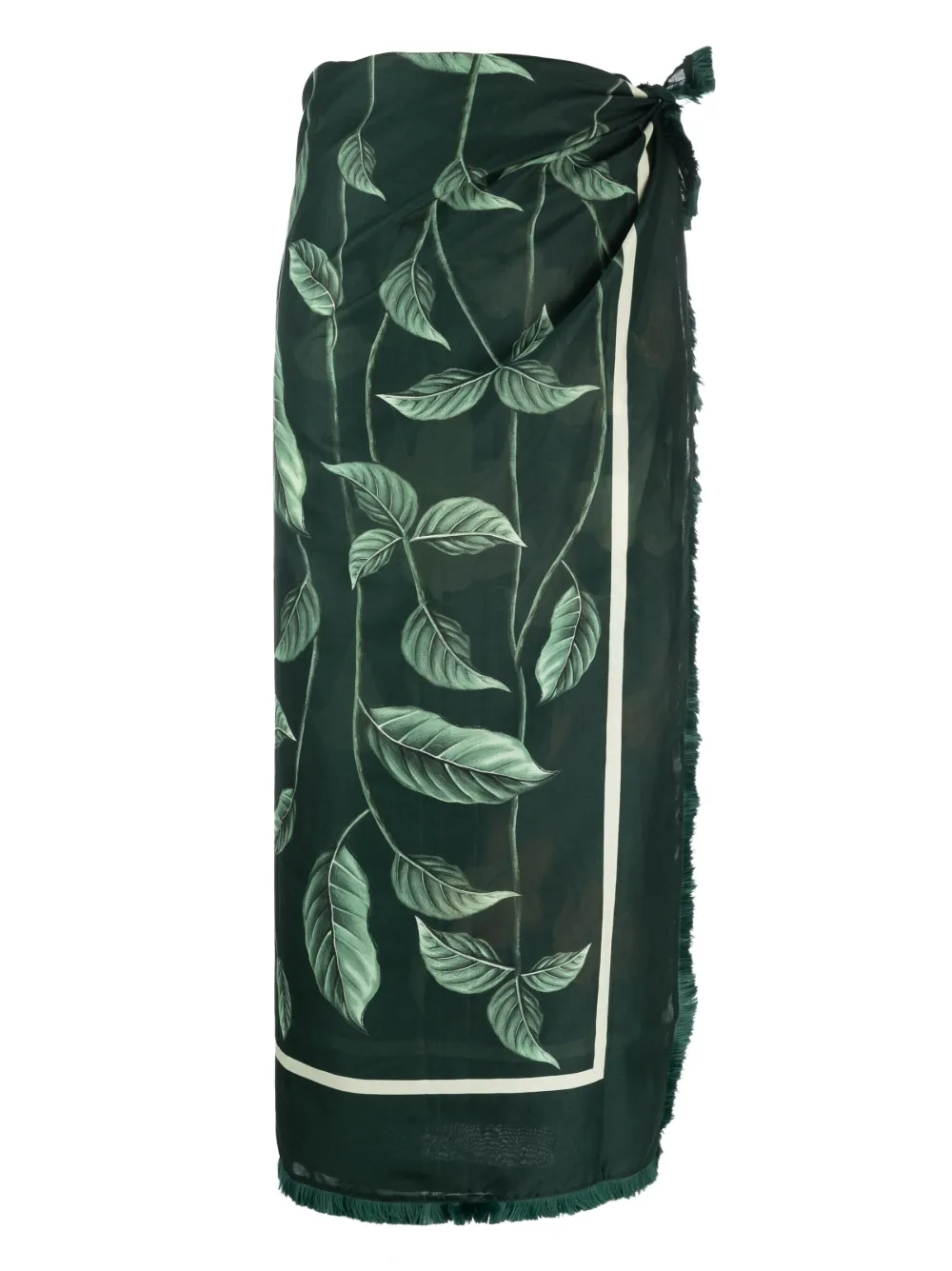 Agua By Agua Bendita leaf-print wrap-design skirt - Green