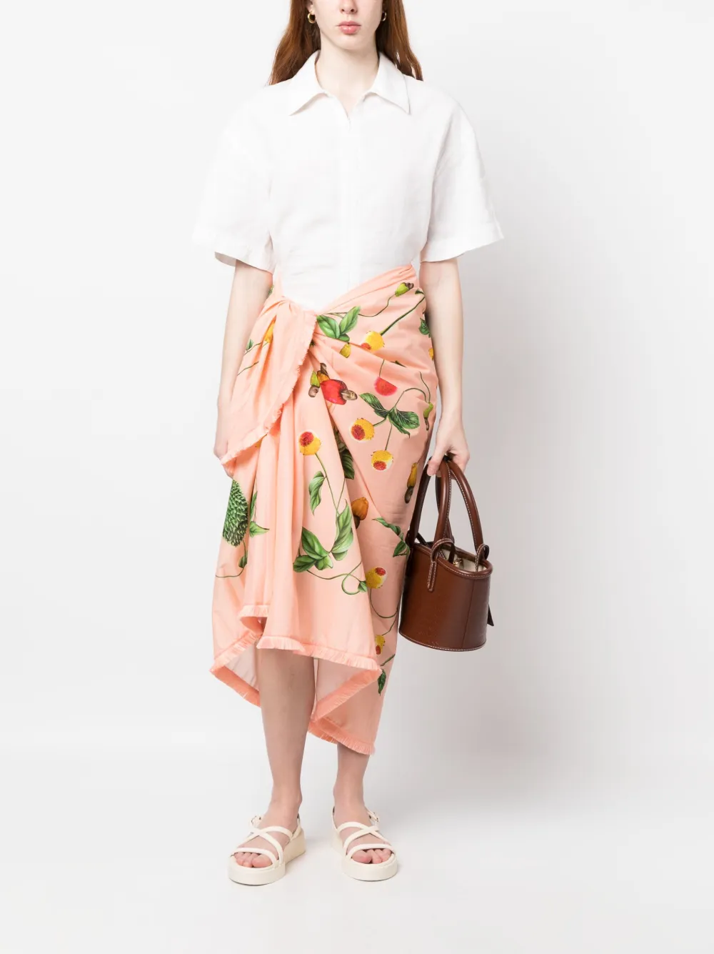 Agua By Agua Bendita Wikkelrok met bloemenprint - Roze