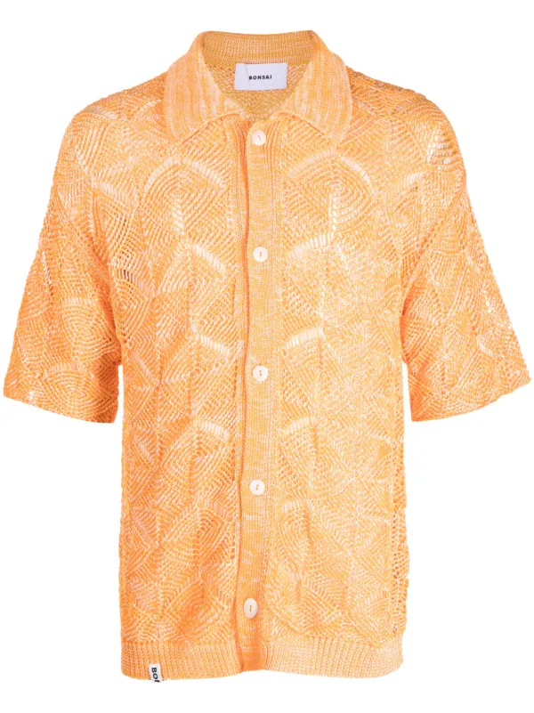 Bonsai open knit short sleeve Cardigan Orange FARFETCH CA