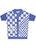 RHUDE Racing Checkered knitted polo shirt - Blue