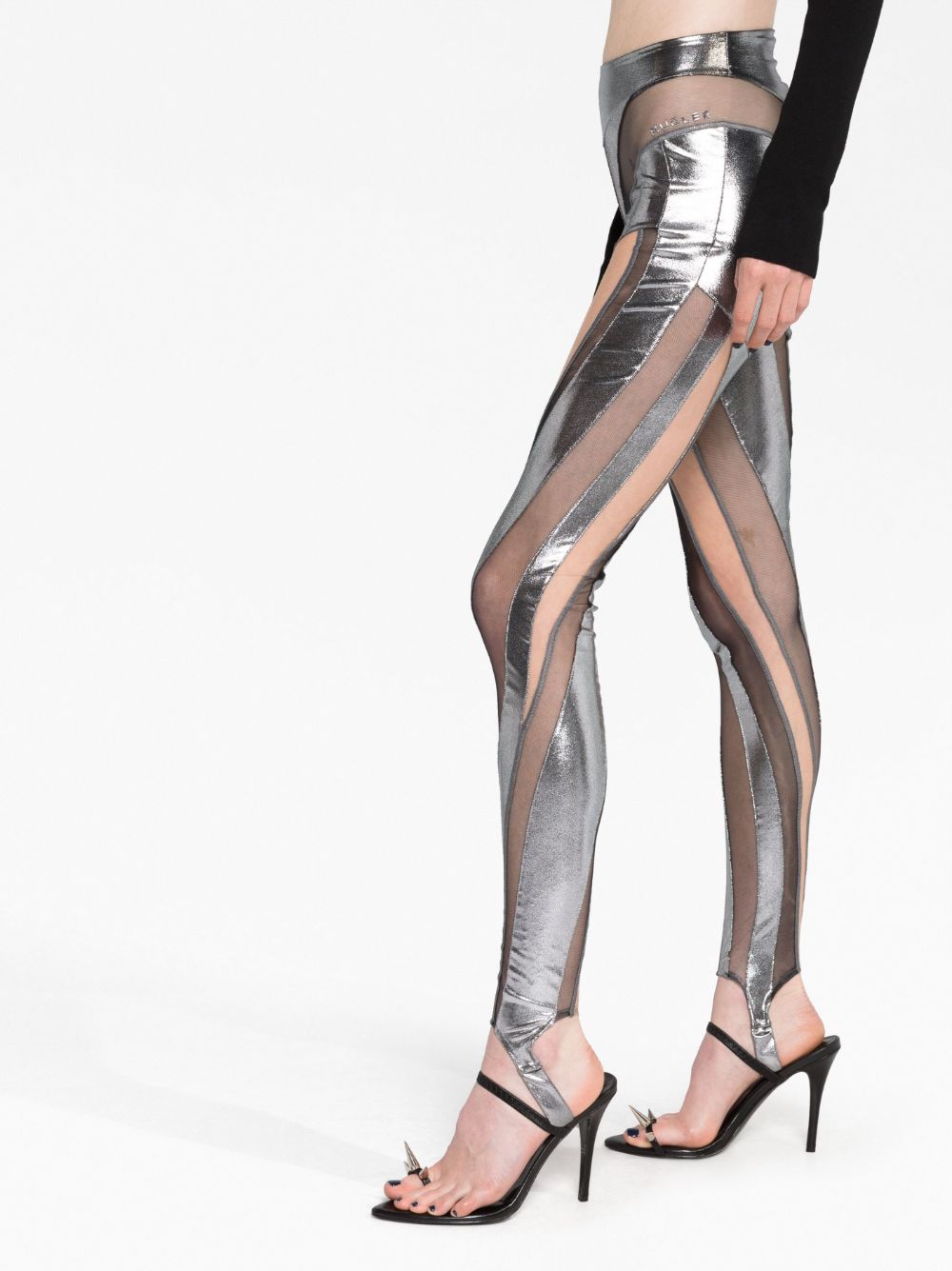 Shop Mugler Spiral Leggings In Silver