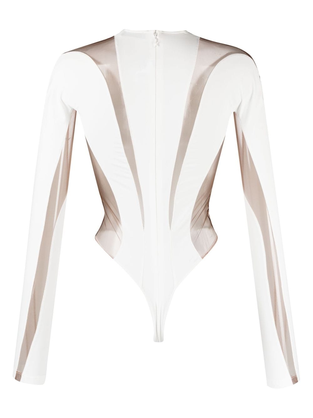 Shop Mugler Illusion Sheer-details Bodysuit In White